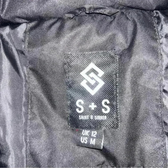 EUC Black Coat Longline Saint & Sinners 'Samurai'  Puffer Long Jacket Medium 12 - Picture 5 of 12